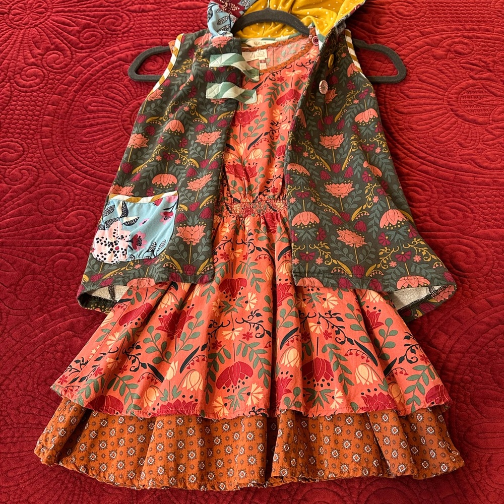 Matilda Jane Girls Floral Dress and Vest Jacket